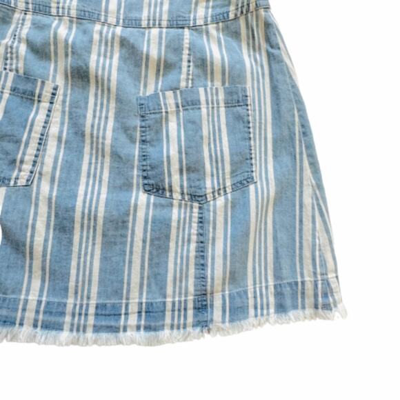 Jack by BB Dakota Skirt Ivanna Blue Striped Raw Hem Chambray Mini Size 2 NEW - Picture 9 of 12